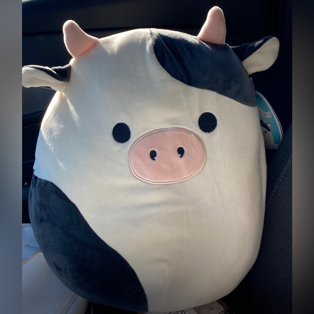 Squishmallow Connor the Cow 12” peach nose black nostrils NWT ready to ship